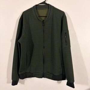 Unbranded Bomber Jacket Mens Large Green Good Quilted Waffle Knit Utility Zip Up